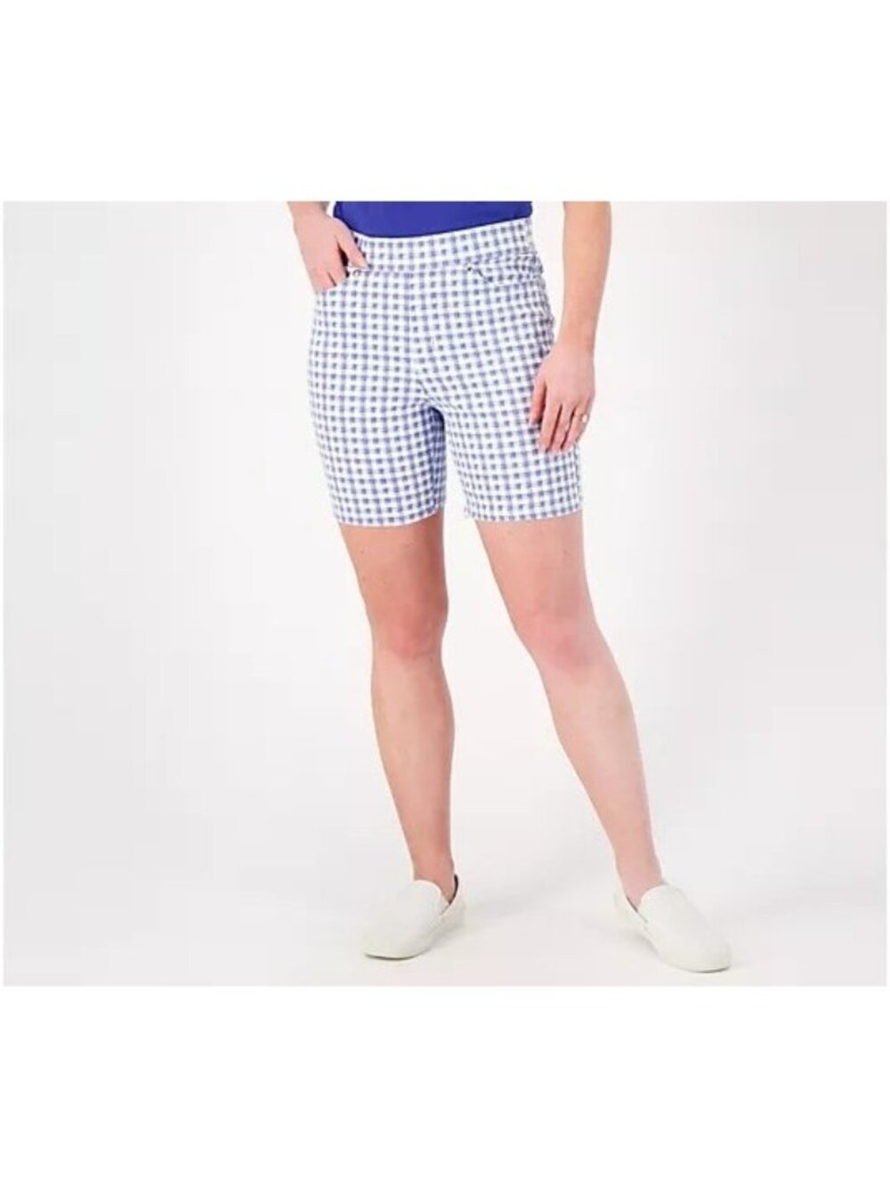 Isaac Mizrahi Live Shorts Size 0 Tall Gingham Print Walking Mini Gingham NEW